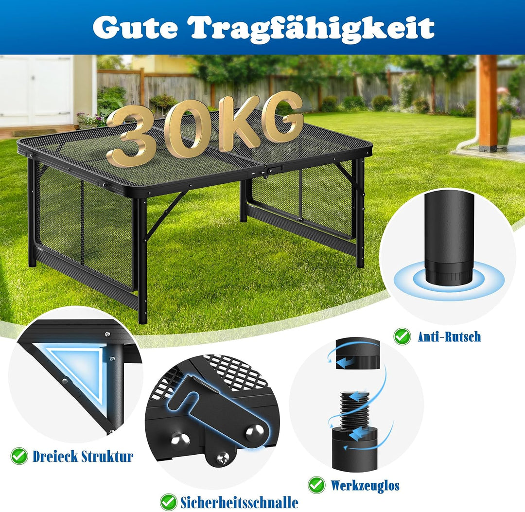 FIVMEN Campingtisch Klappbar Klapptisch Höhenverstellbar Gartentisch Balkontisch Camping Tisch mit V