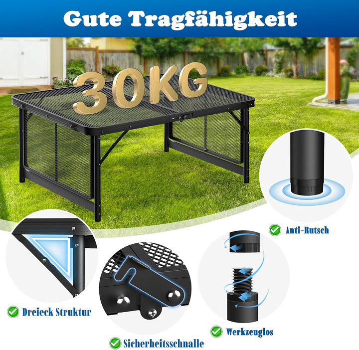 FIVMEN Campingtisch Klappbar Klapptisch Höhenverstellbar Gartentisch Balkontisch Camping Tisch mit V