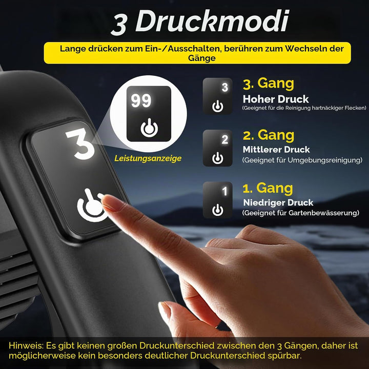 Hochdruckreiniger mit Akku, 6-in-1-Düse, max. 200 Bar, kabelloser Hochdruckreiniger, bürstenloser Mo