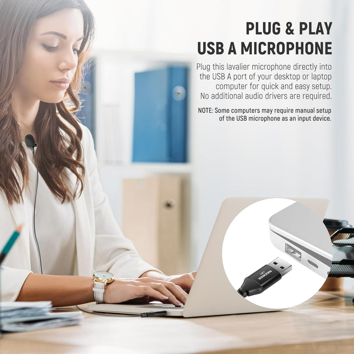 NEEWER USB A Ansteckmikrofon Mini Lavalier Mikrofon mit omnidirektionaler Richtwirkung 2m Kabel für