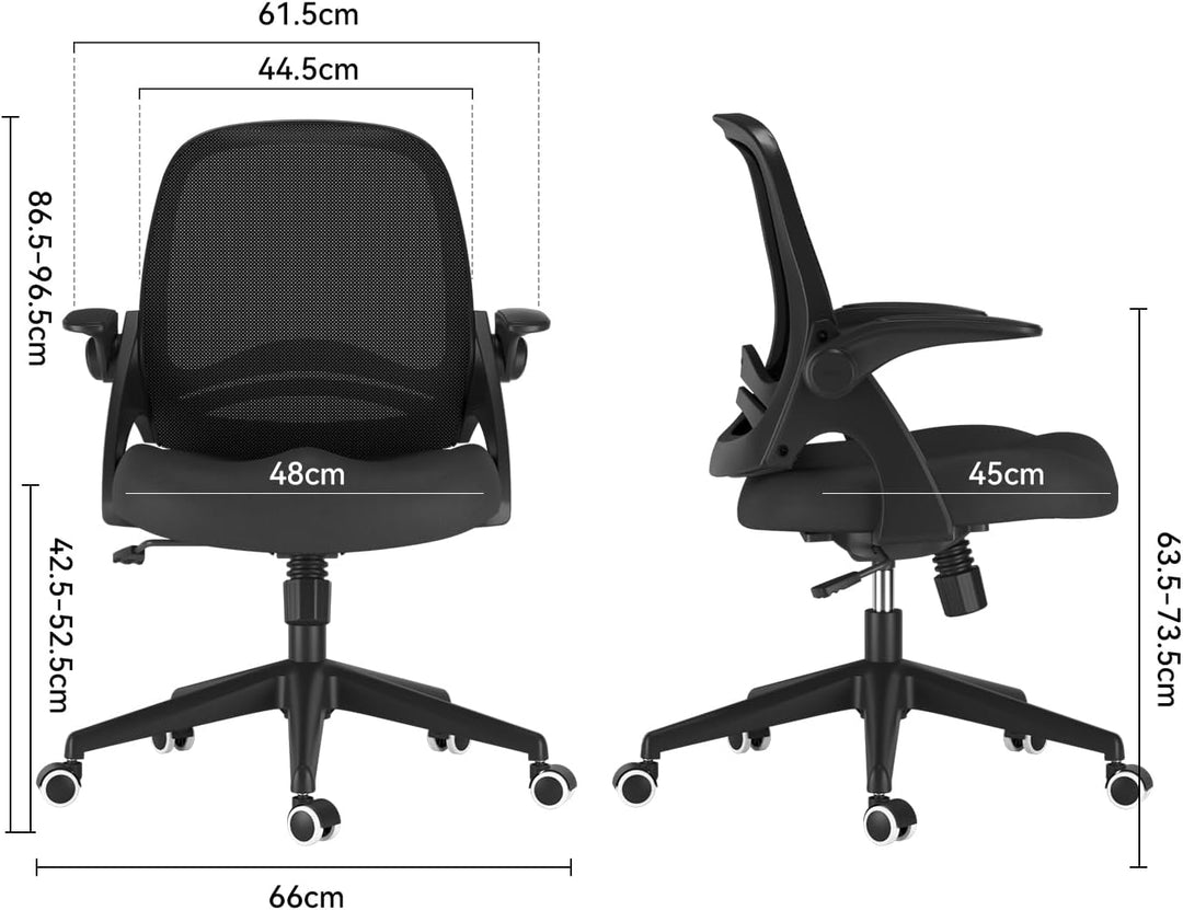 Hbada Bürostuhl Ergonomischer Schreibtischstuhl Arbeitsstuhl Drehstuhl mit klappbaren Armlehnen Mesh