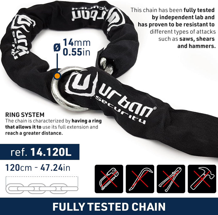 URBAN - Antivol Chaîne Lasso 14Mm L120Cm