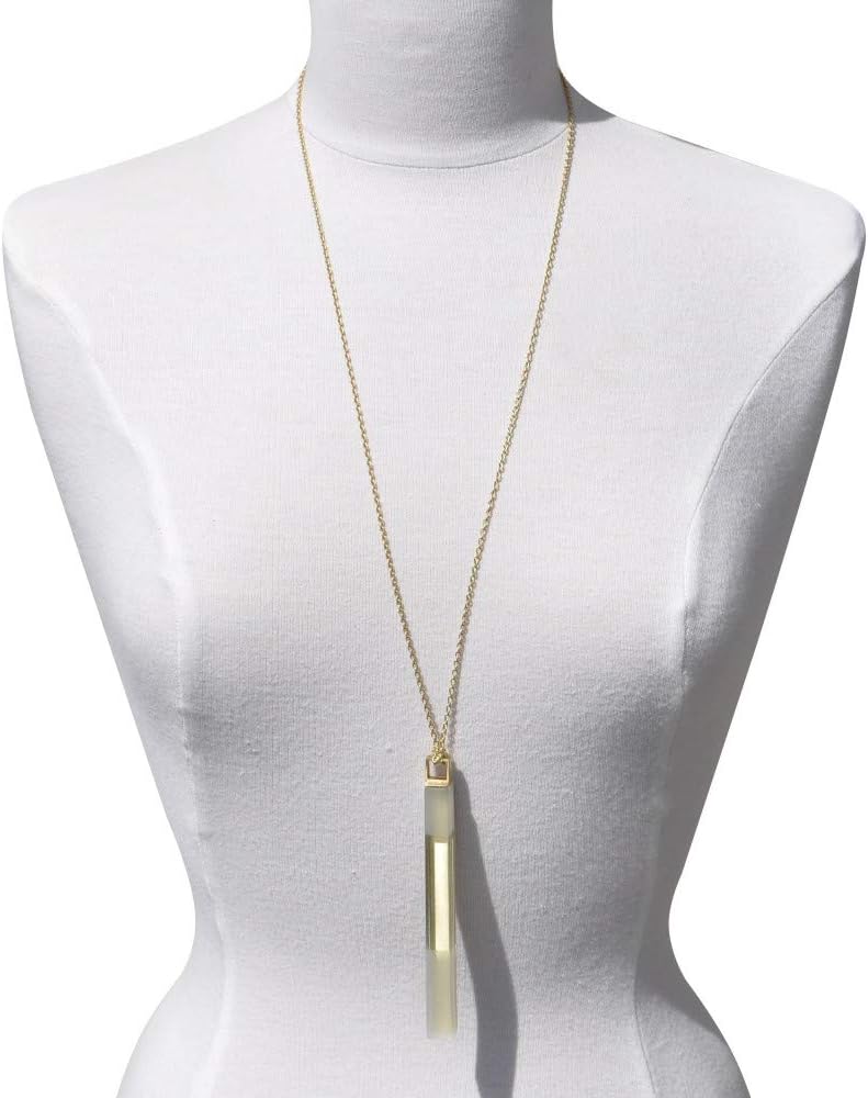 LES POULETTES BIJOUX - Messing Lange Kette Rechteck und Transparent Laminierter Glaspaste