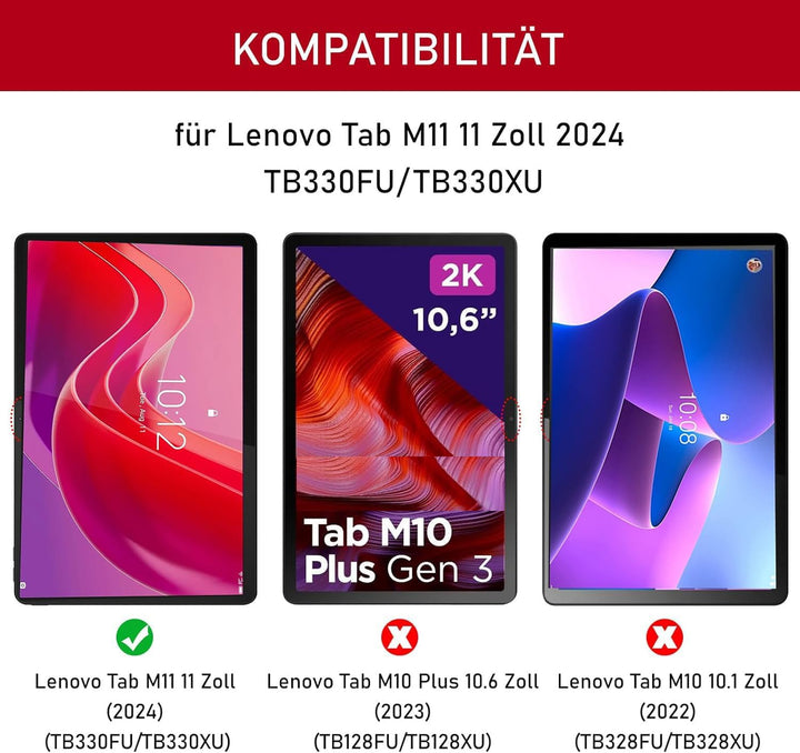 Hülle mit Tastatur für Lenovo Tab M11 (TB330/TB331) 11 Zoll 2024, (Deutsches) Tastatur Hülle für Len