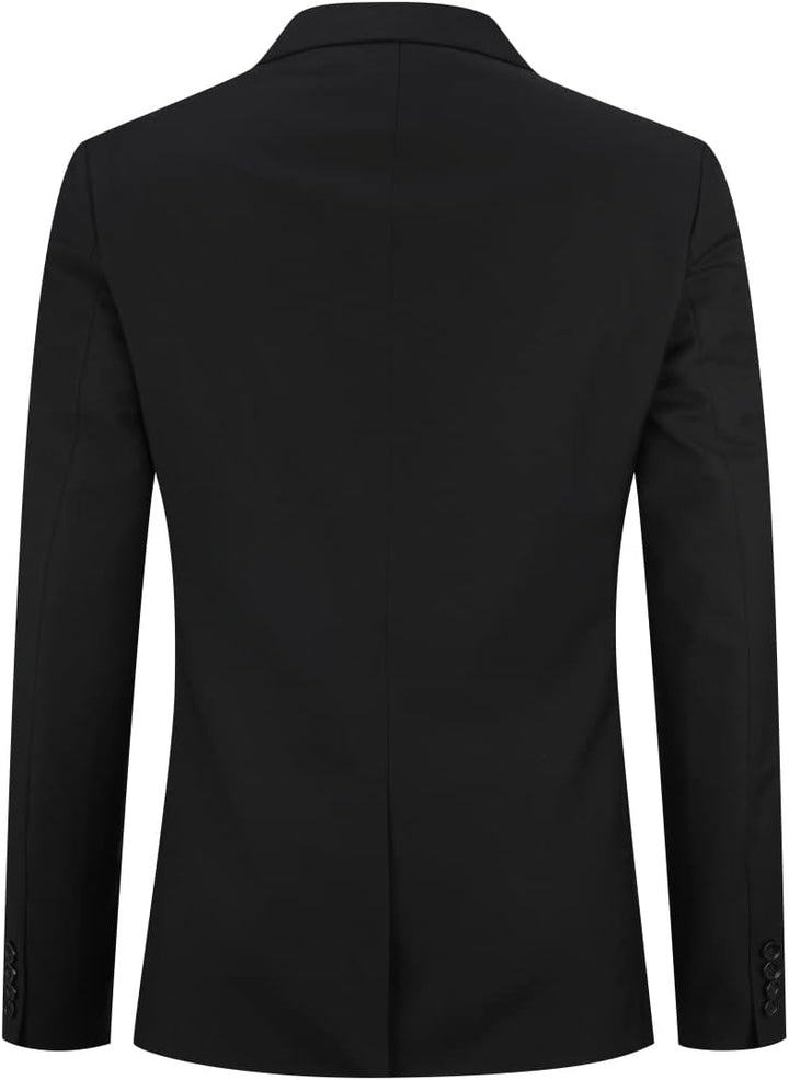 YOUTHUP Herren Sakko Slim Fit Anzugjacke für Business Hochzeit Eleganter 1 Knöpfen Blazer 3XL Schwar