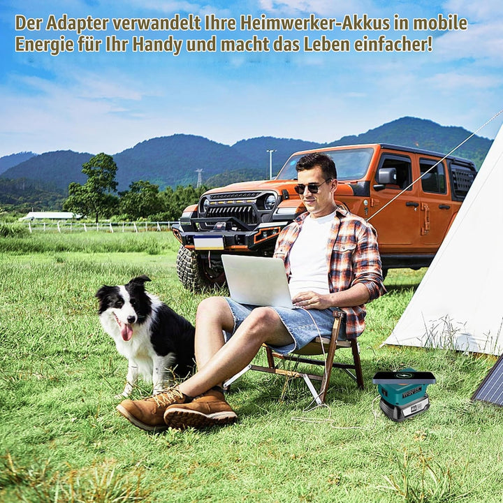 Kabelloses Tragbares Ladegerät für Bosch 18V Home and Garden Li-Ionen Akku, 15W Schnell Telefon Lade