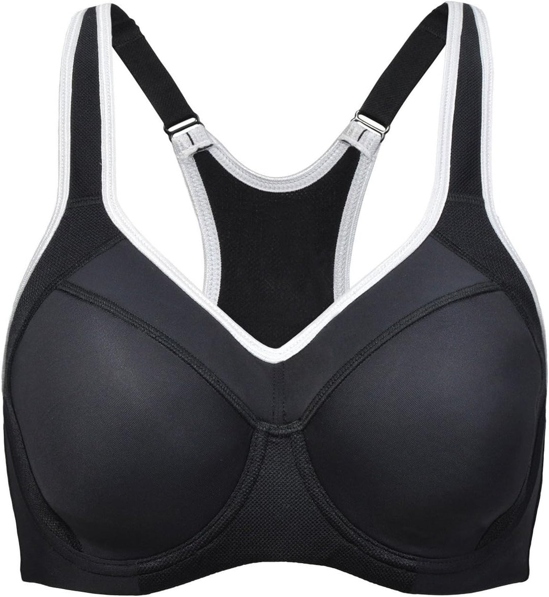 SYROKAN Damen Sport BH Starker Halt- Bügel Push Up Ringerrücken Gepolstert Fitness BH 70B Schwarz, 7