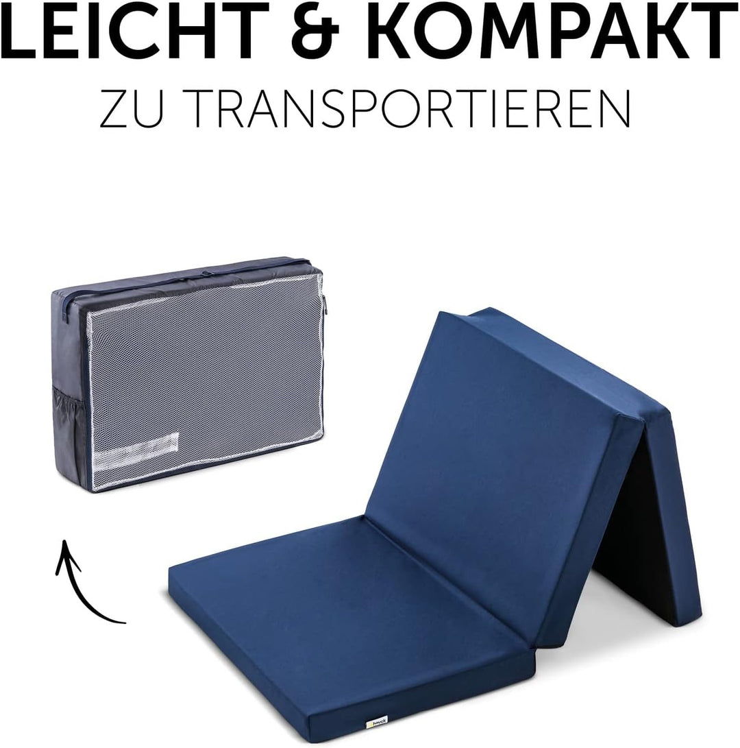 hauck Sleeper, Navy - 120x60x5 cm - Faltmatratze für Kinderreisebetten mit Tragetasche - Klein Zusam