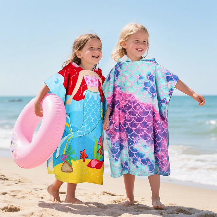Kato Tirrinia 100% Baumwolle Badeponcho Strandtuch 90-120cm Mädchen Kinder, Absorbierender Bademante