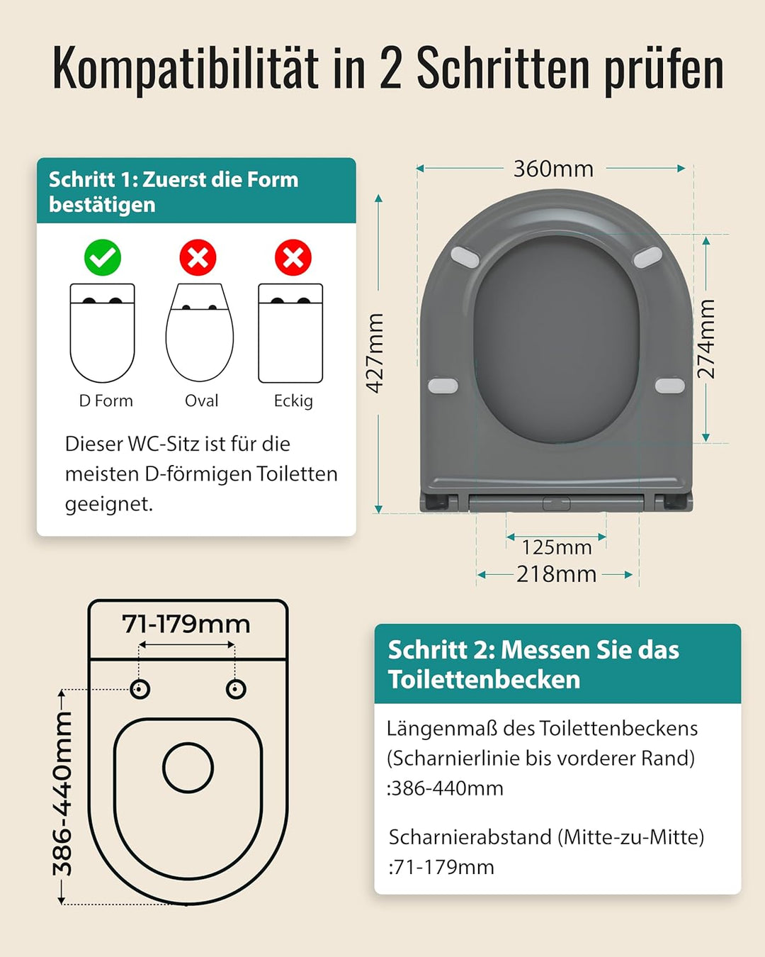 HySail Hochwertiger Toilettendeckel mit Absenkautomatik, Schnellverschluss und Hygienischer Oberfläc
