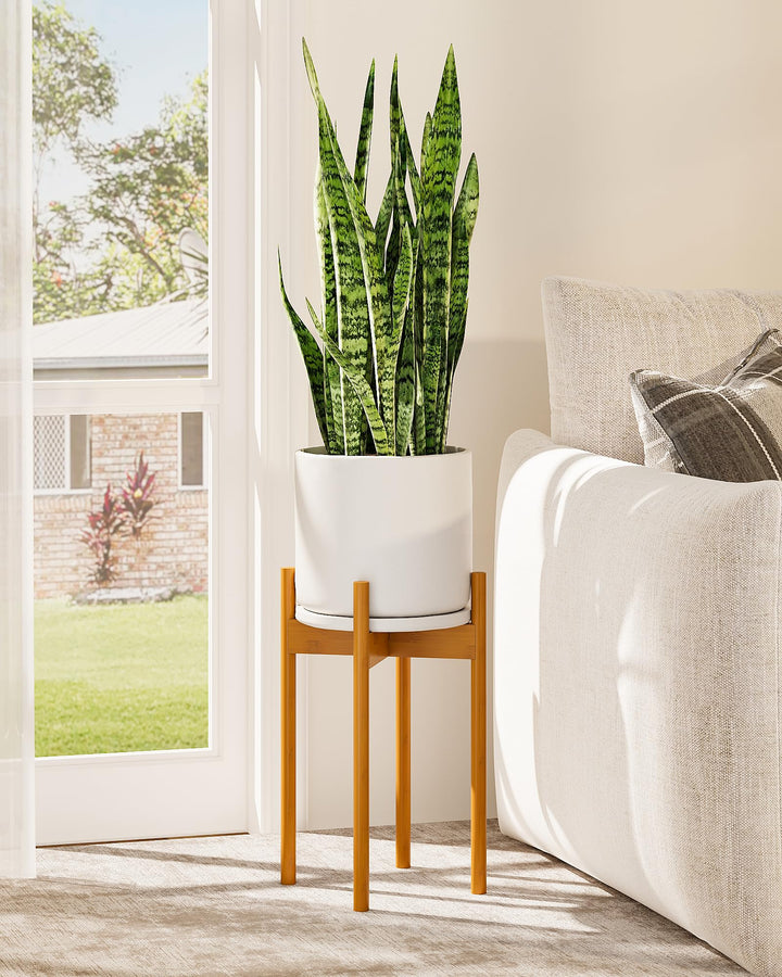Bamworld Pflanzenständer Indoor Einstellbar, Bambus Blumentopf Ständer 20-30 cm, Pflanzenhocker Holz