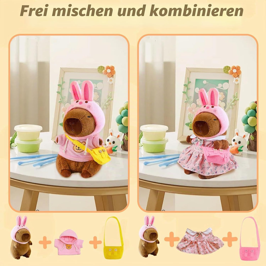 Capybara Plüschtier, 23CM Capybara Kuscheltier Set Cartoon Plüschtiere, Plüsch Puppe Spielzeug mit K