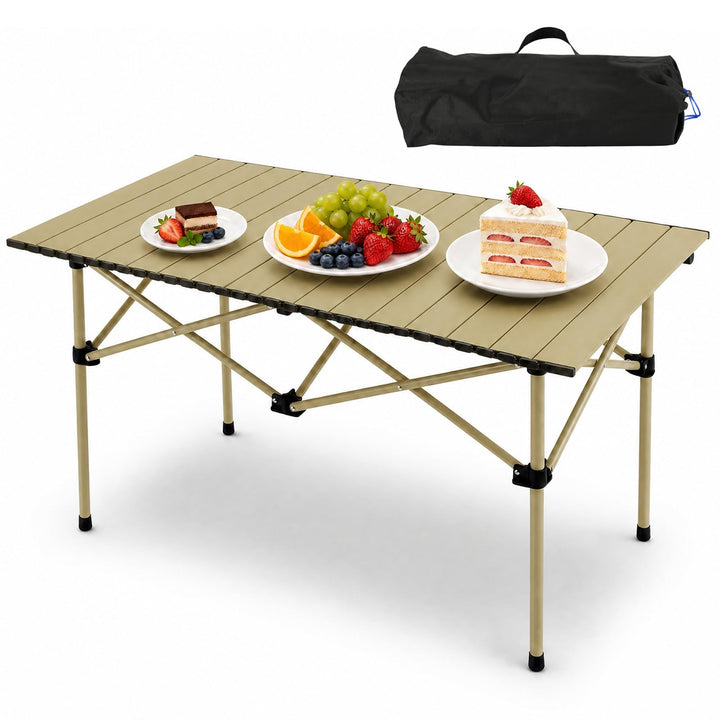 Campingtisch Klappbar 95 x 56 x 50 cm Klapptisch Camping Tragbar mit Rollbarer Tischplatte und Trage