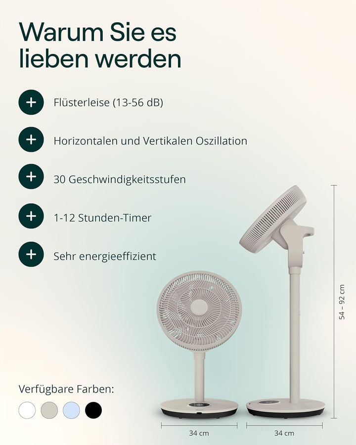 Duux Whisper Flex 2 Smart Ventilator – flüsterleise 13 dB – Nachtmodus & Timer – höhenverstellbar (5