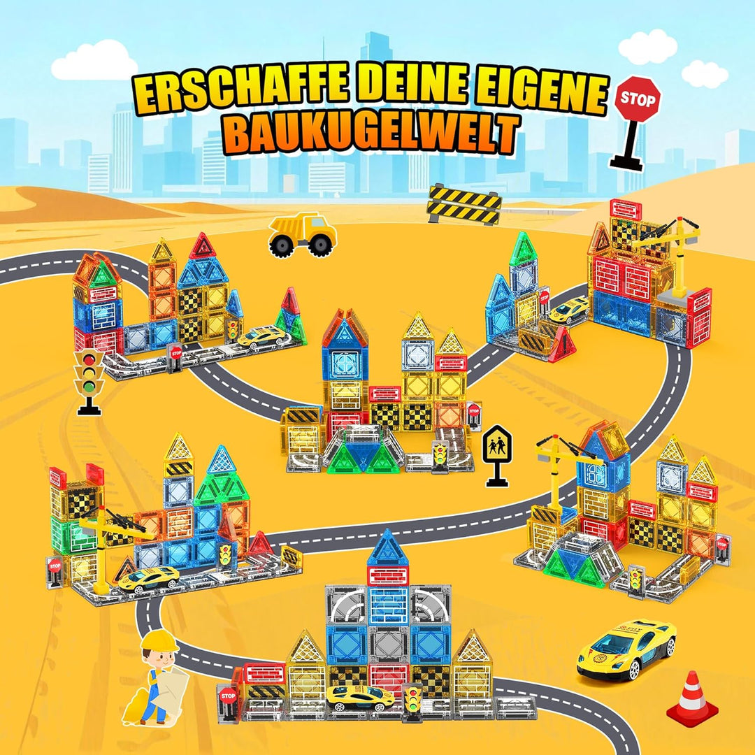 iKidiki Mini Magnetische Bausteine Reiseset, Geschenk Junge 3 4 5 6 7 8 Jahre Reisespiele Kinder Spi