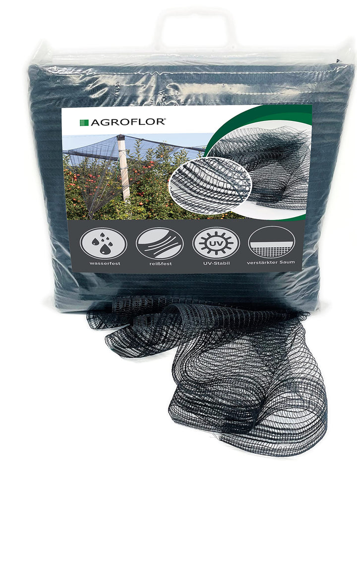 AGROFLOR® Hagelschutznetz, Grösse 3 x 6 m, schwarz - Robustes Netz für den Schutz von Obst, Gemüse,