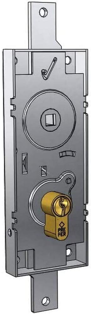 PREFER Schwingschloss/Garagenschloss, Euro-Profilzylinder, 70 mm, Griff aus verrücktem Stahl