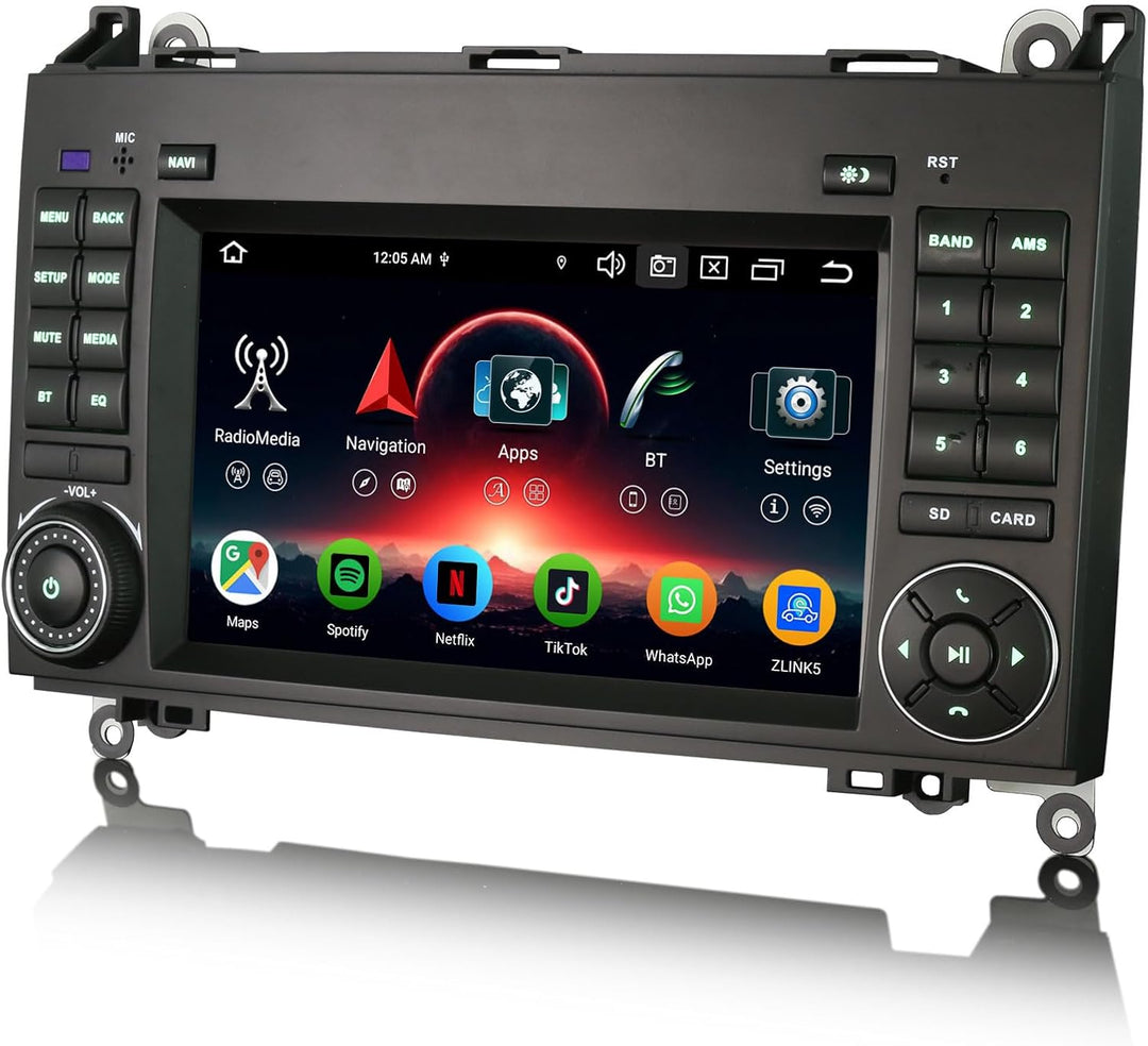 Erisin 9 Zoll 8-Kern 4GB+64GB Android 14 Autoradio Bluetooth mit GPS Navi für Mercedes A Klasse W169