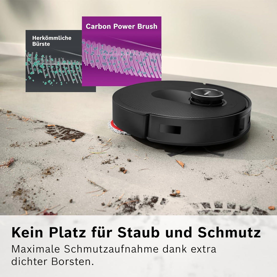 Bosch Spotless Max BCRDW3B Saugroboter mit Wischfunktion, 11.000 Pa Saugkaft, rotierende Wischpads,