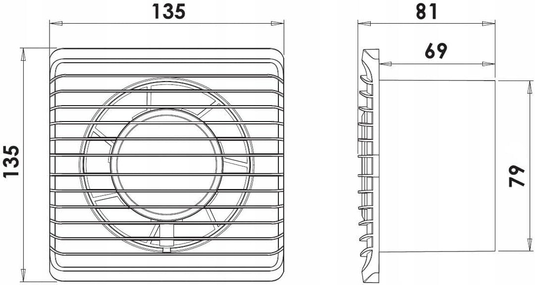 F.H. ANA Badlüfter Wandlüfter Ventilator Ø 80 mm - Nachlauf/Timer - Weiss (Funktion: Nachlauf/Timer,