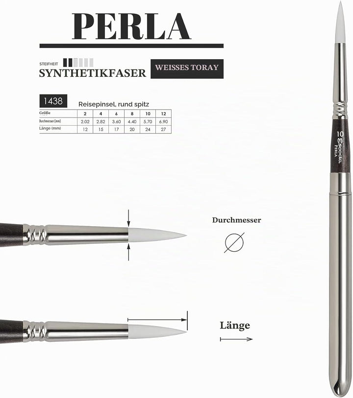 ESCODA Set bestehend aus 3 Aquarellpinseln - Das professionelle Perla-Reiseset enthält DREI, in Barc