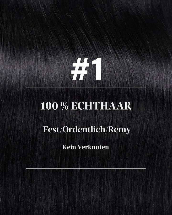 Hetto Extensions Tressen Echthaar Sew in Echthaar Tressen Extensions 40cm Schwarz Tressen Extensions