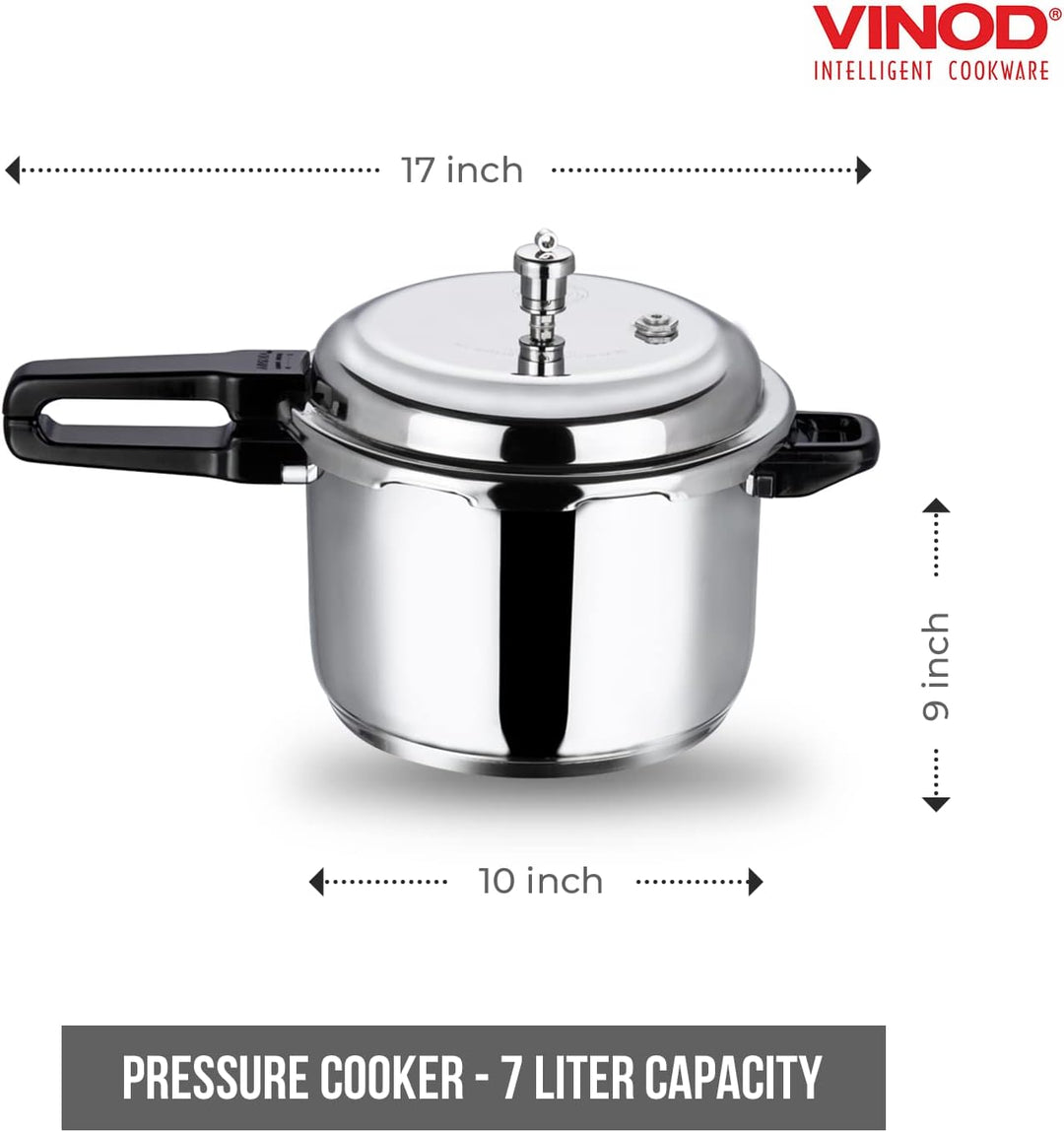 Vinod Pressure Cooker 7 ltr Edelstahl Schnellkochtopf mit Glasdeckel, induktionsgeeignet hochwertige