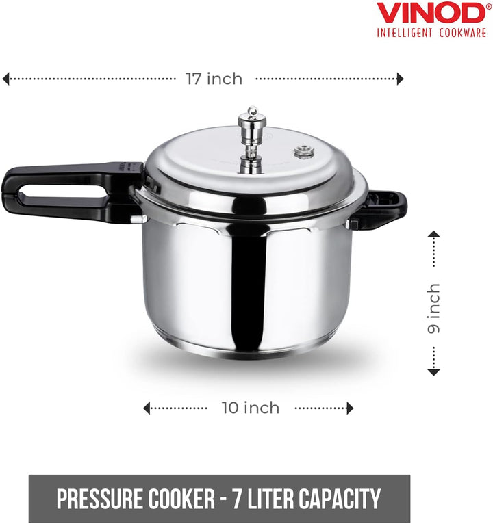 Vinod Pressure Cooker 7 ltr Edelstahl Schnellkochtopf mit Glasdeckel, induktionsgeeignet hochwertige