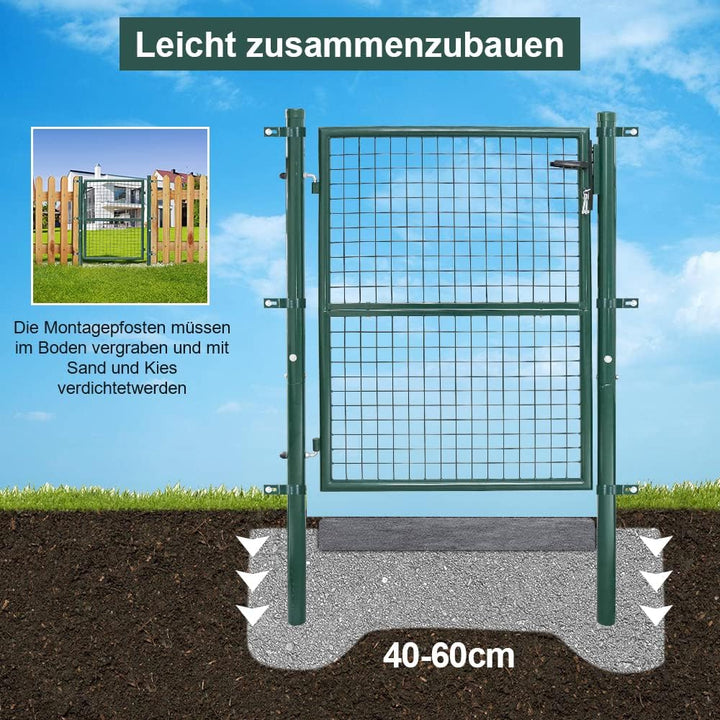 Yakimz Gartentor Gartentür Grün Hoftor Zauntür Tor Inkl. Schloss 125 x 100 cm Zauntor Garten Gartenp