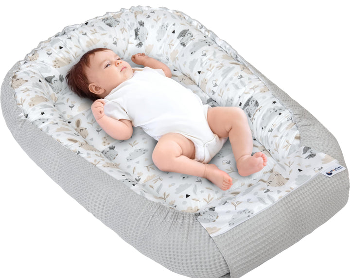 Medi Partners Babynest Kuschelnest Babynestchen 100% Baumwolle Waffle Nestchen Reisebett für Babys S