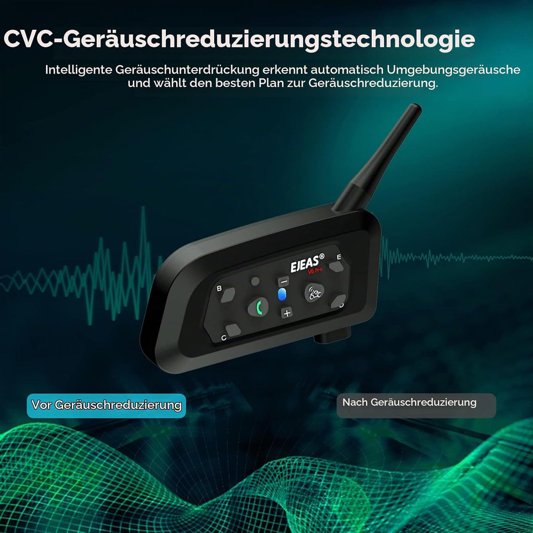 EJEAS V6C Referee Bluetooth Intercom, 850mAh Full Duplex 1200M Wireless Bluetooth Interphone mit Ref