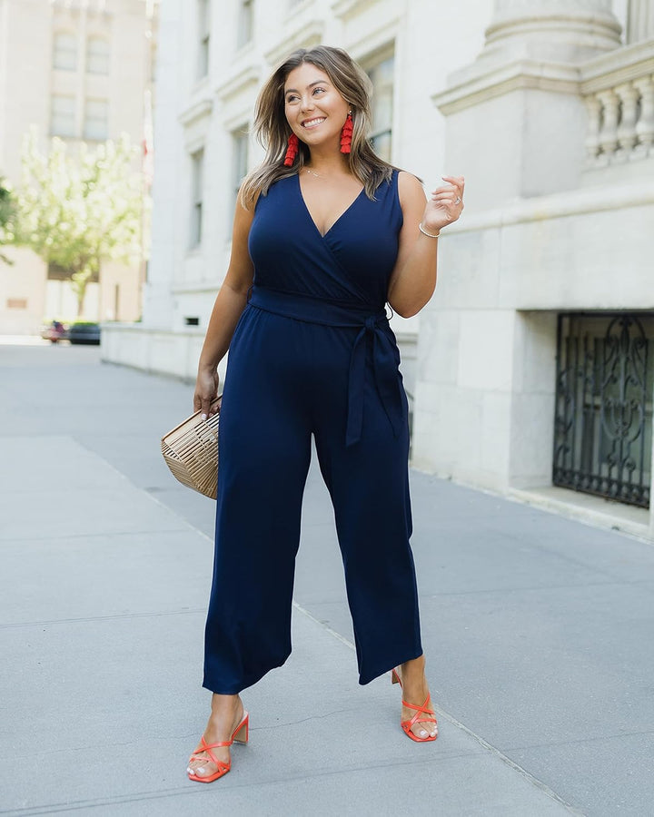 The Drop ärmelloser Wickel-Jumpsuit für Damen, von @caralynmirand M Marineblau, M Marineblau