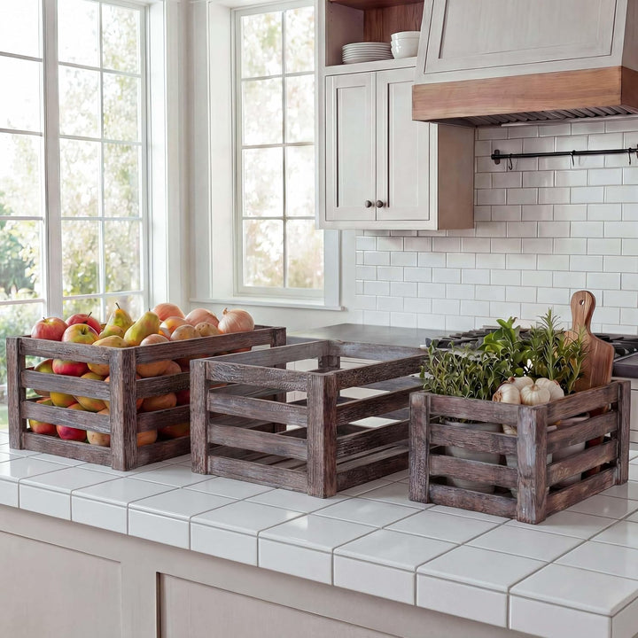 Mendler 3er Set Holzkiste HWC-C56, Weinkiste Dekokiste Aufbewahrungskiste Obstkiste, Shabby-Look Vin