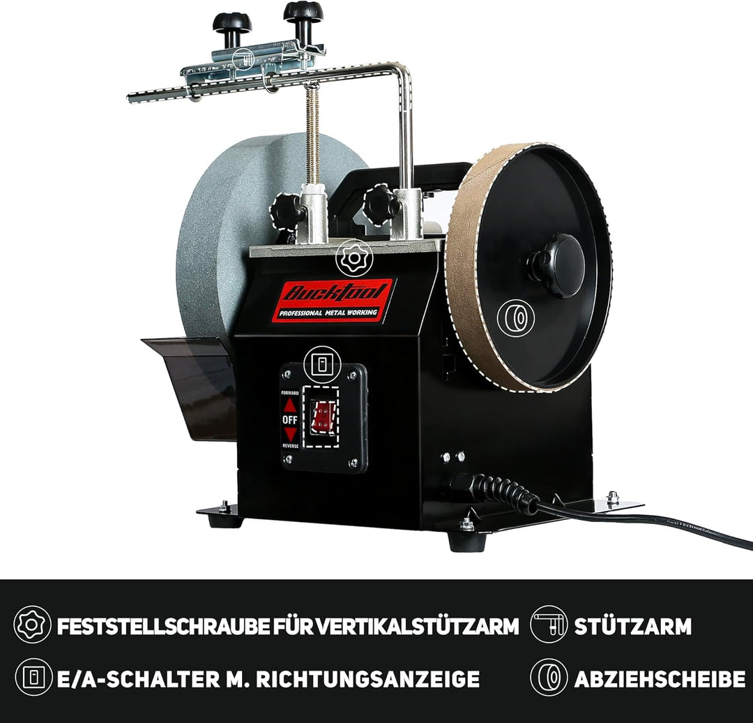 Bucktool 250mm elektrischer Nassschleifstein-Schleifer Water Cooled Sharpener, 180W Schärf- und Abzi