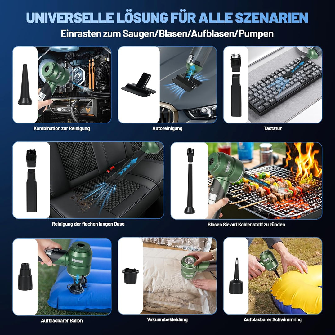 HANSILK Handstaubsauger Akku Kabellos 4 in 1 25000PA Mini Staubsauger Faltbarer Auto Staubsauger Sta