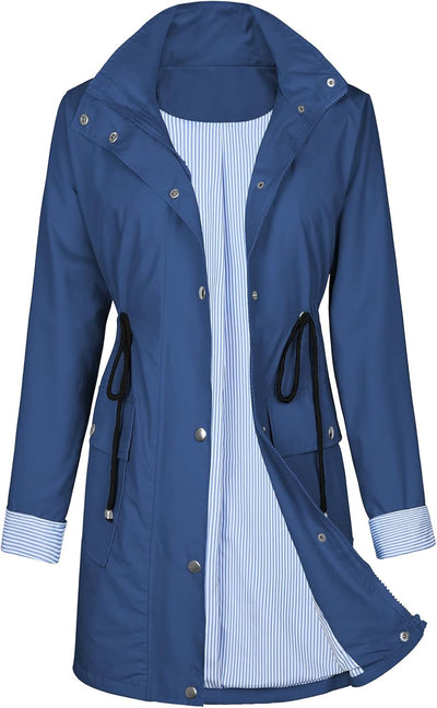 PONCEAU Damen Wasserdicht Regenjacke Regenmantel Mit Kapuze Windbreaker Jacke für Frauen Leicht Outd