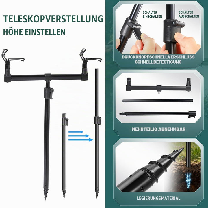 Sougayilang Angelrutenständer-Set, Aluminiumlegierung Feeder Karpfenangeln Rutenpodest-Set Angelausr