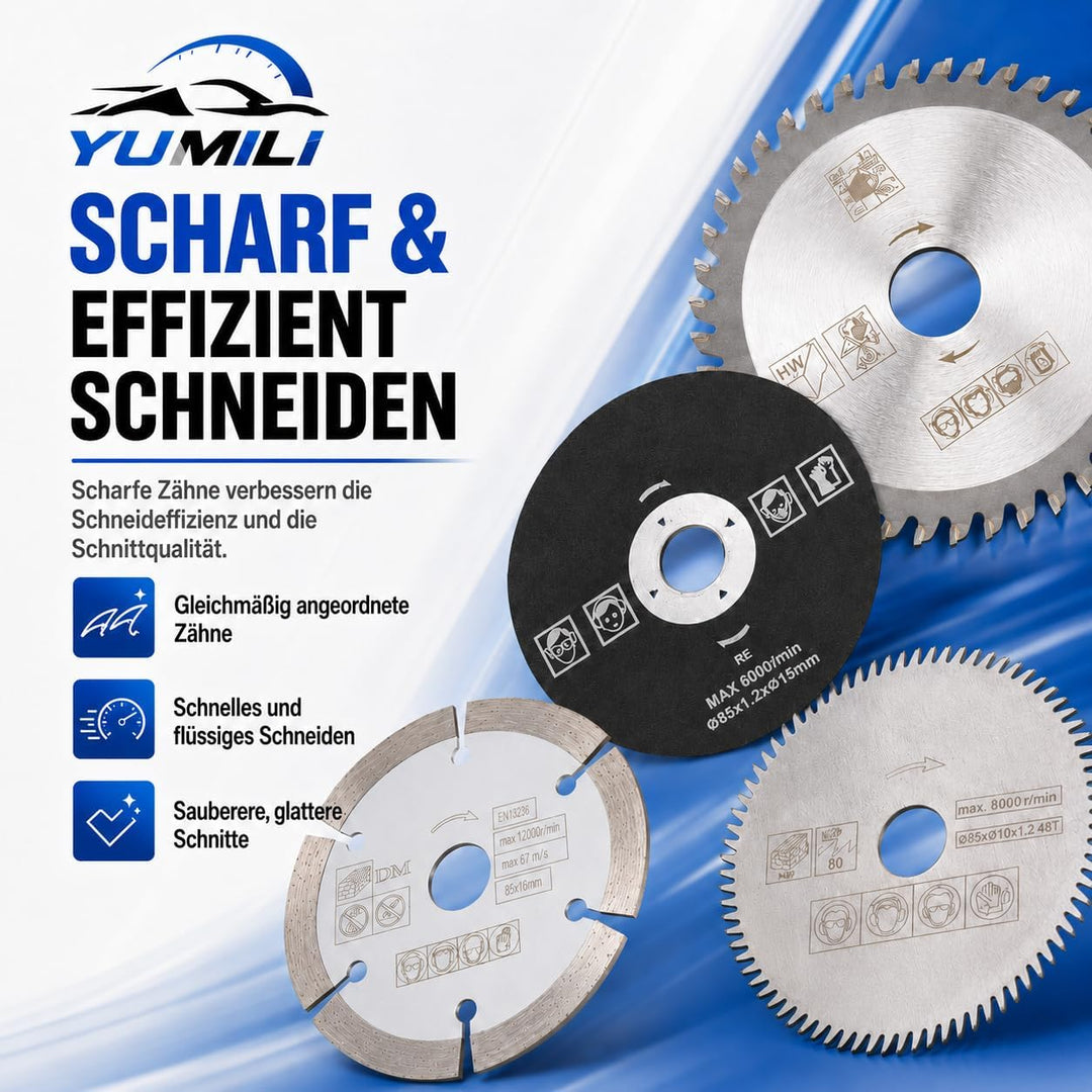 5 Stück 85 mm Hartmetall Sägeblatt, Innendurchmesser 15 mm Mini Hartmetall Kreissägeblatt für Schnei