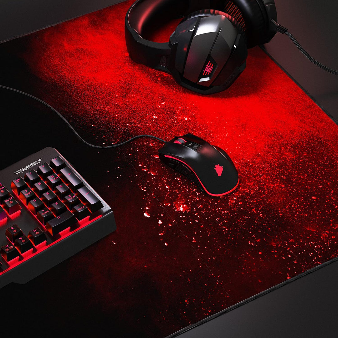 CSL - Übergrösse Mauspad Gaming Titanwolf 1200x600mm - XXXL Mousepad gross mit Motiv - Tischunterlag