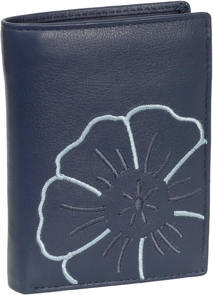 Branco Leder Geldbörse Portemonnaie Damenbörse Damen Geldbeutel Blau - Hochformat, Blau