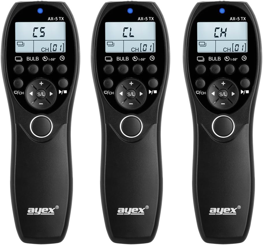ayex Funk Timer-Fernauslöser AX-5, Kompatibel mit Canon (N3) z.B. EOS R5 1D X Mark II 5D Mark IV 5DS