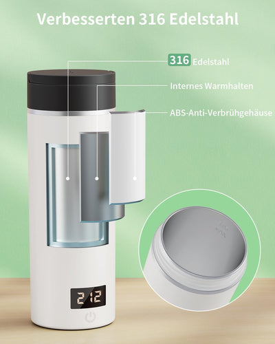 AIRMSEN Wasserkocher Klein mit 6 Temperatureinstellung, 500ml Mini Elektrischer Wasserkocher mit SUS