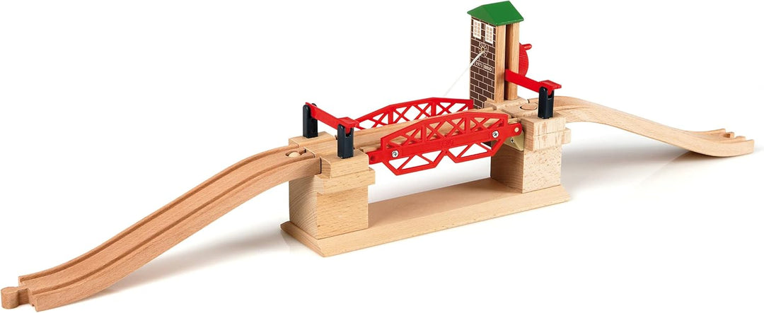 BRIO World 33757 Hebebrücke - Eisenbahnzubehör Holzeisenbahn - Kleinkinderspielzeug empfohlen für Ki