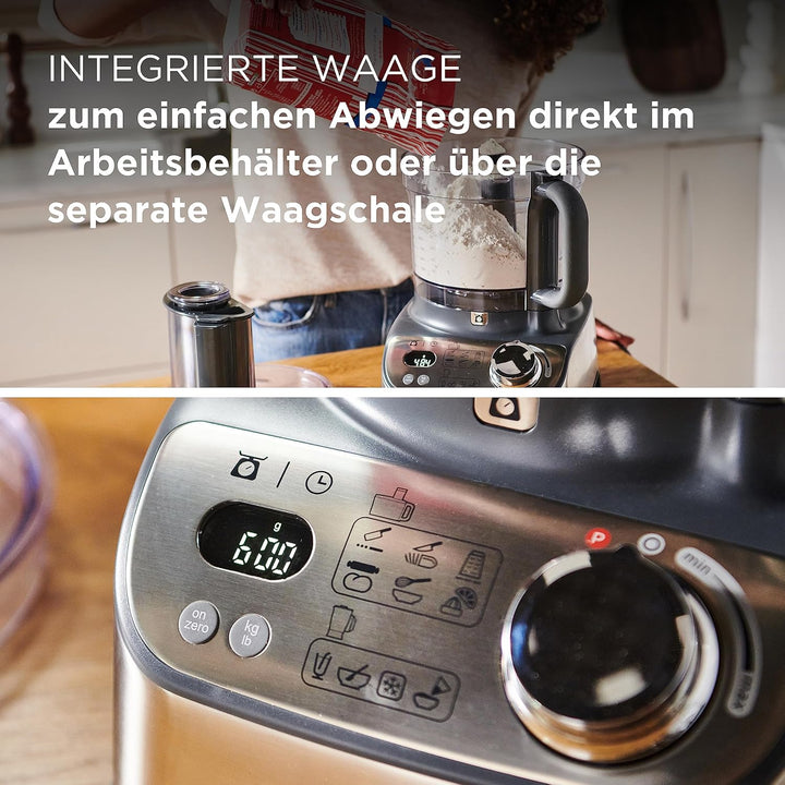 Kenwood MultiPro XL Weigh+ FDM72.990SS Kompakt-Küchenmaschine mit integrierter Waage & Timer, Expres