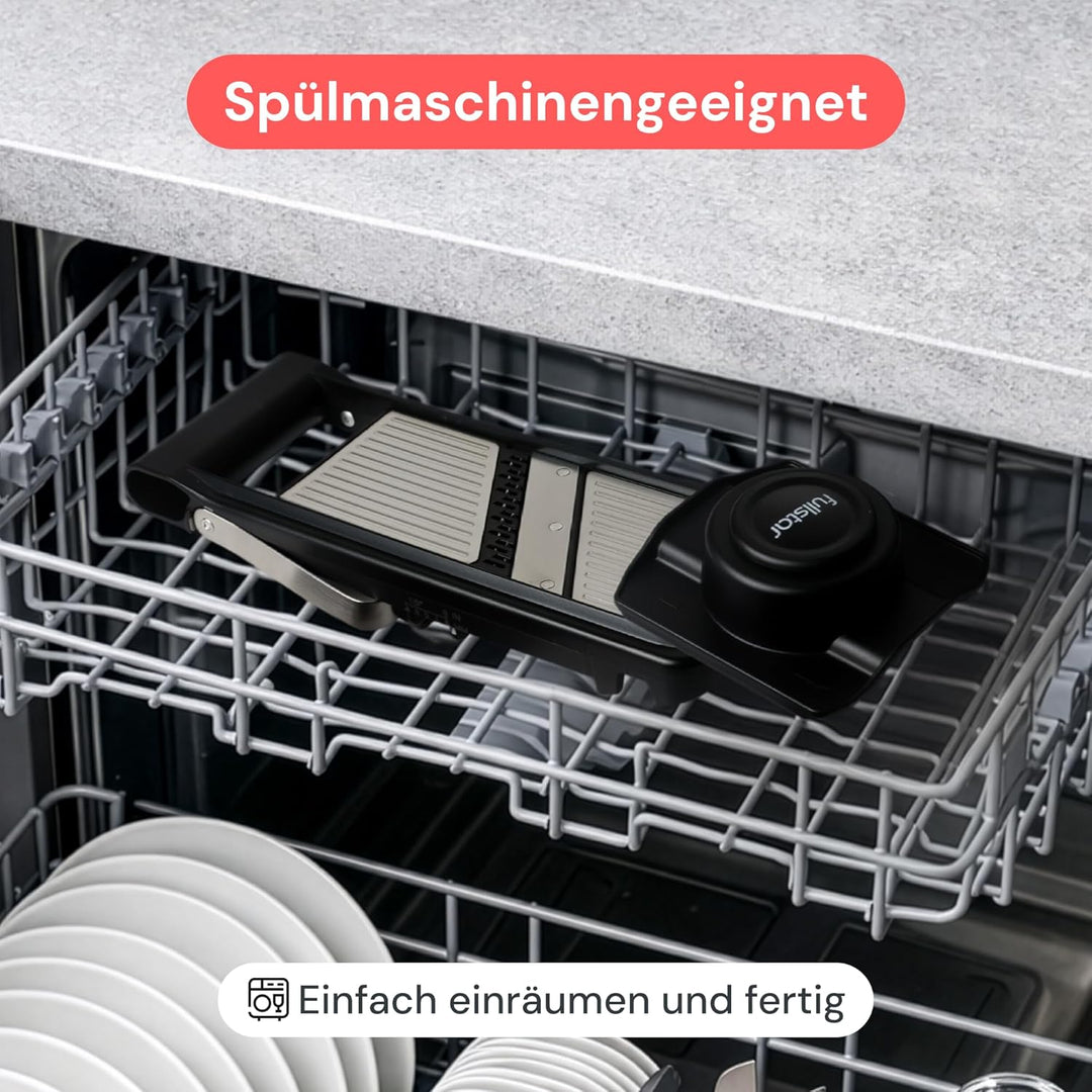 Fullstar 2-in-1 Mandoline Edelstahl Gemüsehobel - Verstellbarer Dünnschneider 1-4 mm - Mandoline mit