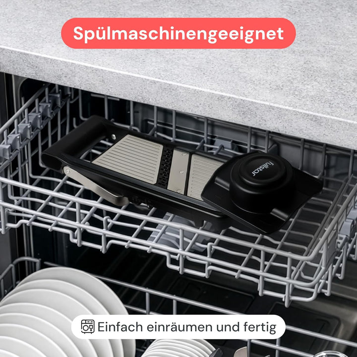 Fullstar 2-in-1 Mandoline Edelstahl Gemüsehobel - Verstellbarer Dünnschneider 1-4 mm - Mandoline mit