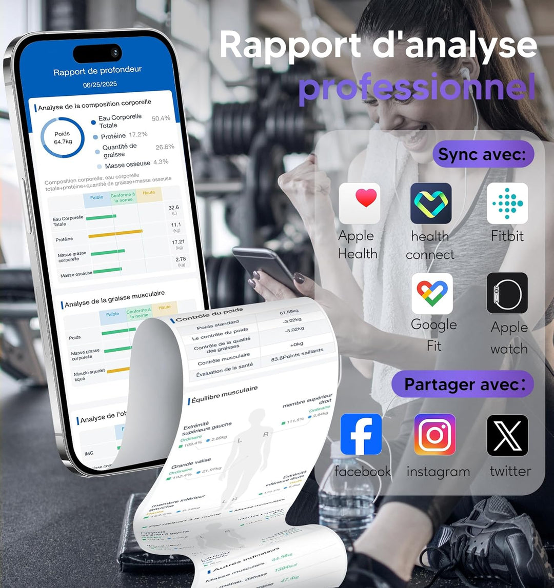 GE Körperfettwaage Smart Waage Personen: Digitale Waage mit Körperfett und Muskelmasse 8-Elektroden