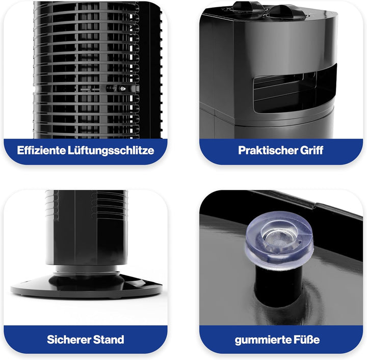 Clatronic Tower-Ventilator, TVL 3770, 3 Geschwindigkeitsstufen, 75° oszillierend (abschaltbar), 120