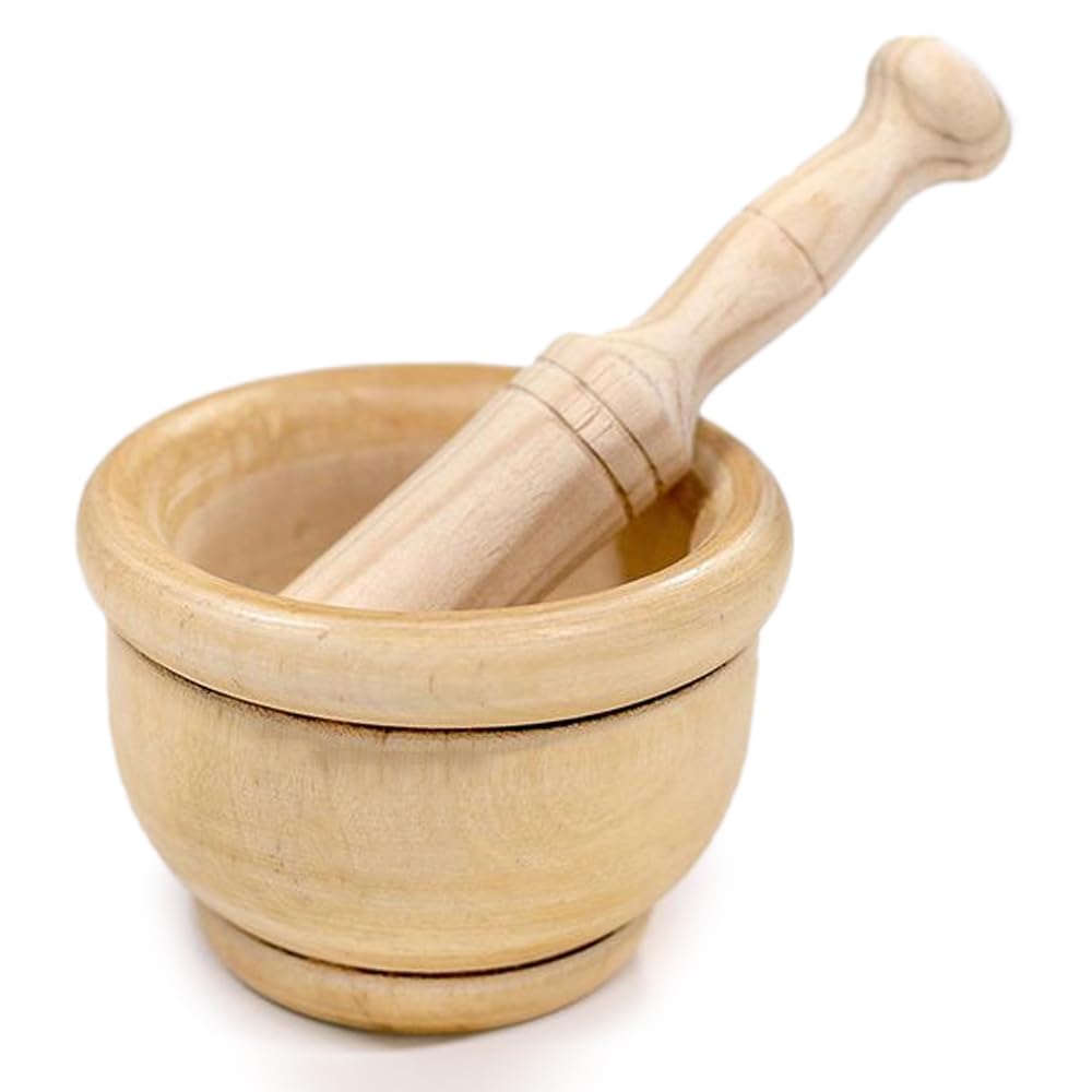 Space Home - Mörser mit Stössel - Mörser und Holzhamme - Ø 14 cm, 14 cm