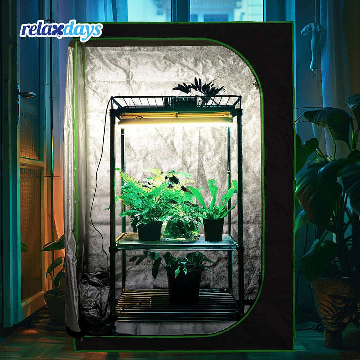 Relaxdays Growzelt, HxBxT: 160x40x40 cm, reflektierende Innenfolie, lichtundurchlässig, Indoor Zucht